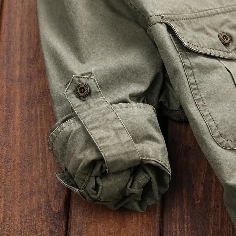 Herren Robust geschnittenes Canvas-Übergangshemd mit Pattentaschen und Utility-Details Echo Archiv
