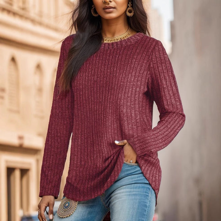 Damen Bequemes Langarmshirt mit Rippstruktur Echo Archiv