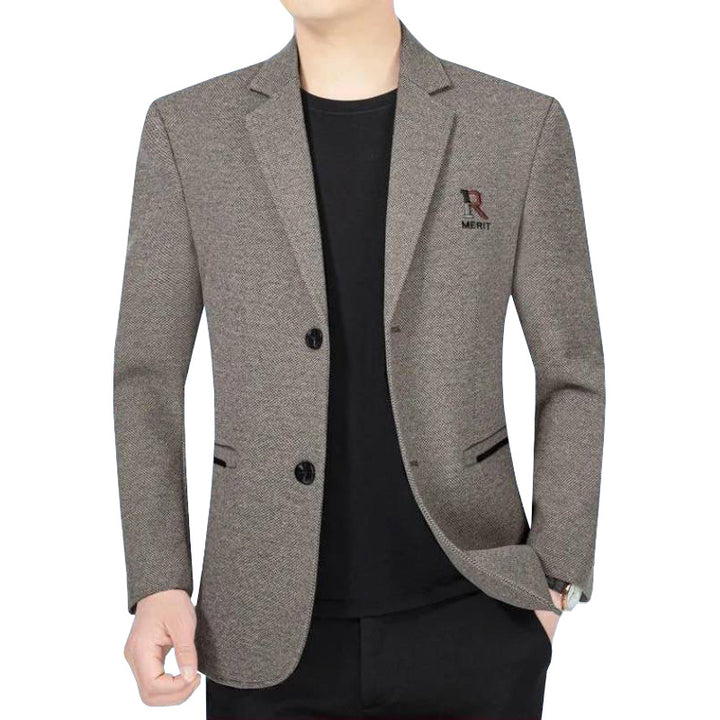 Herren Slim-Fit Sakko mit dezentem Logo und Strukturgewebe – Tianoro