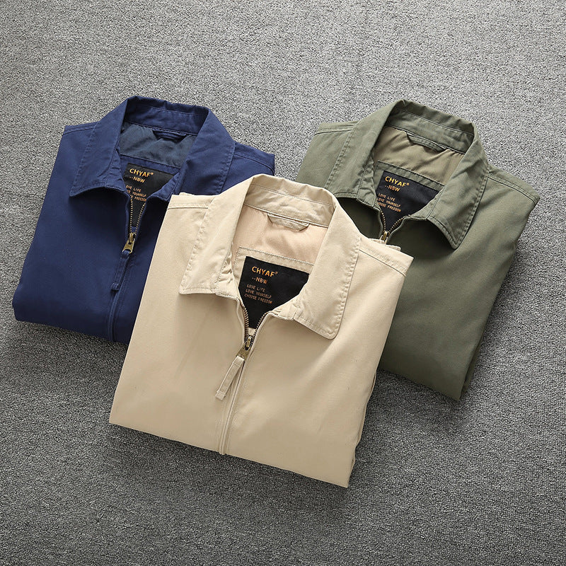 Herren Leichte Harrington-Jacke mit Reißverschluss, Stehkragen und elastischen Bündchen Echoarchiv