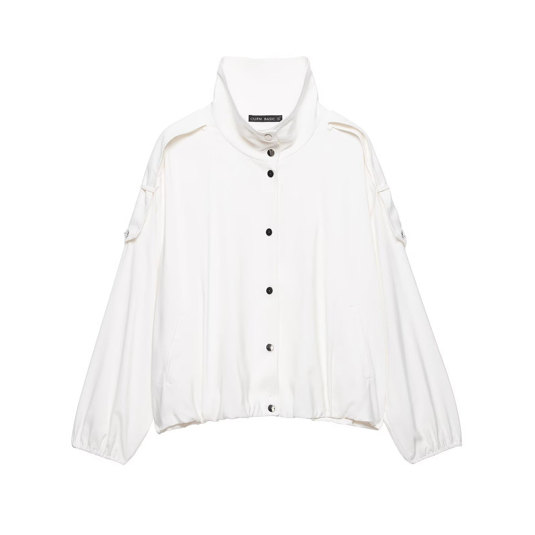 Damen Oversize-Blousonjacke mit Stehkragen und Druckknopffront Echo Archiv
