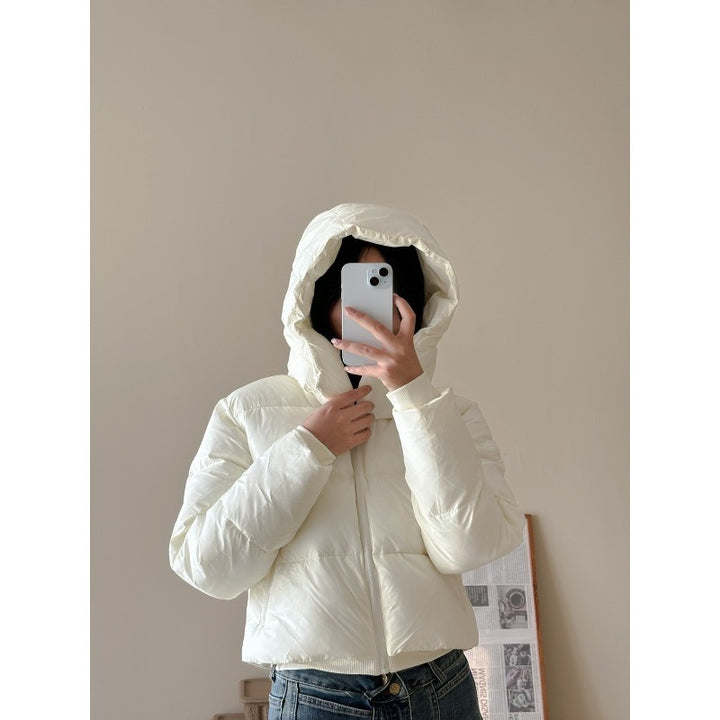 Damen Kurze Stepp-Cropped-Jacke mit breitem Umlegekragen Echoarchiv