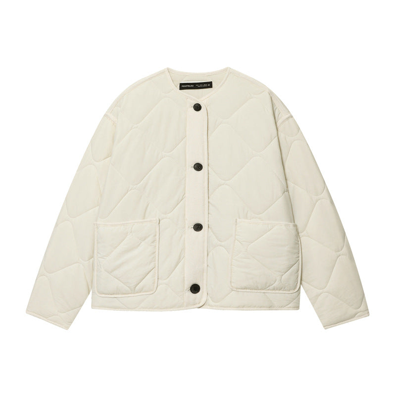Damen Gesteppte Oversize‑Steppjacke mit Rundhalsausschnitt, aufgesetzten Taschen und Knopfleiste Echo Archiv