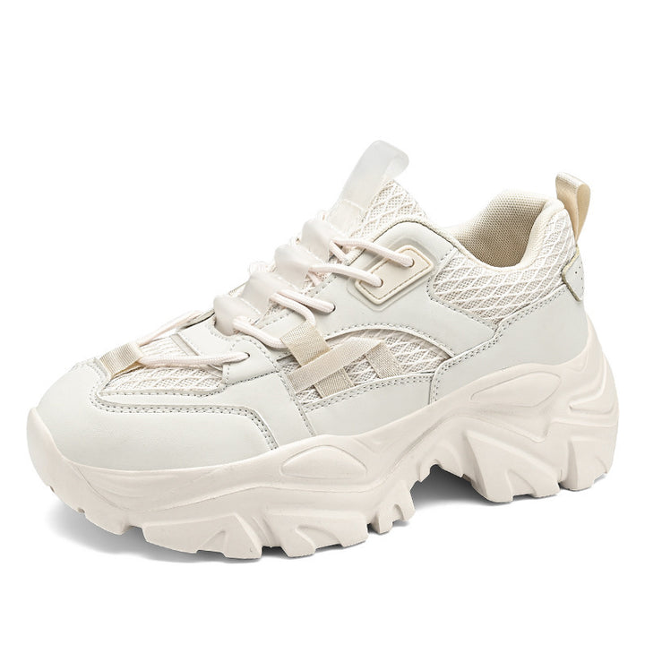 Damen Modische Plateau-Chunky-Sneaker mit strukturiertem Mesh-Overlayer und robuster Profilsohle Echoarchiv