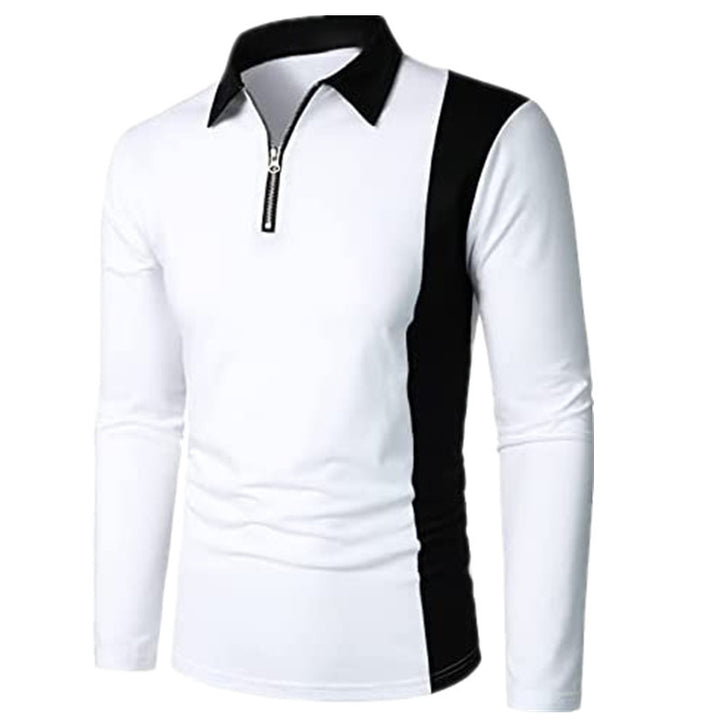 Herren Langarm Polohemd mit sportlichem Zip-Design und modernen Farbdetails Echoarchiv