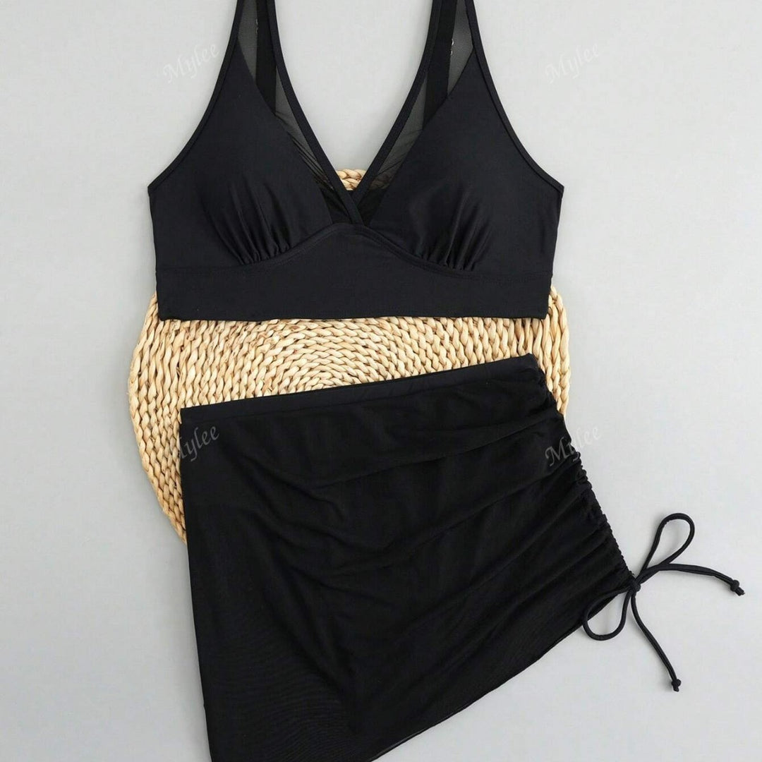 Damen Bikiniset mit transparentem Wickelrock und trendigem Trägerdesign Echo Archiv