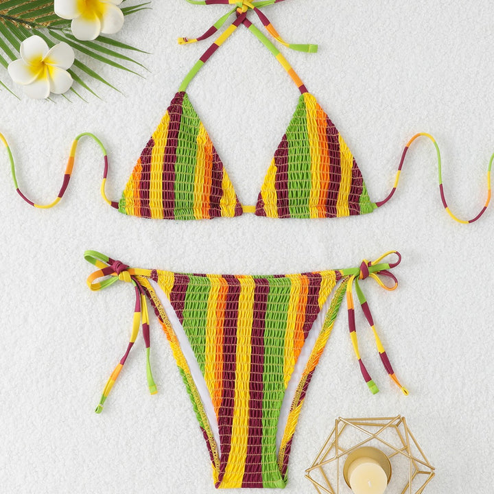Damen Triangel-Bikini-Set mit floralem Muster und hochwertigen Bindebändern Echo Archiv