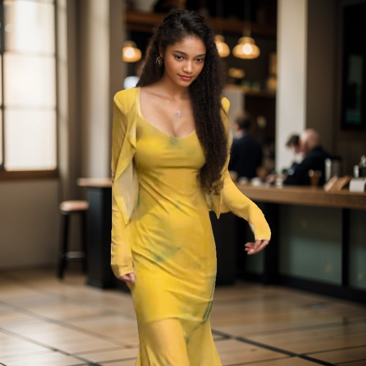 Damen Zweiteiliges Maxikleid-Set mit tailliertem Slipkleid und kurzem Langarm-Cardigan – Valéora