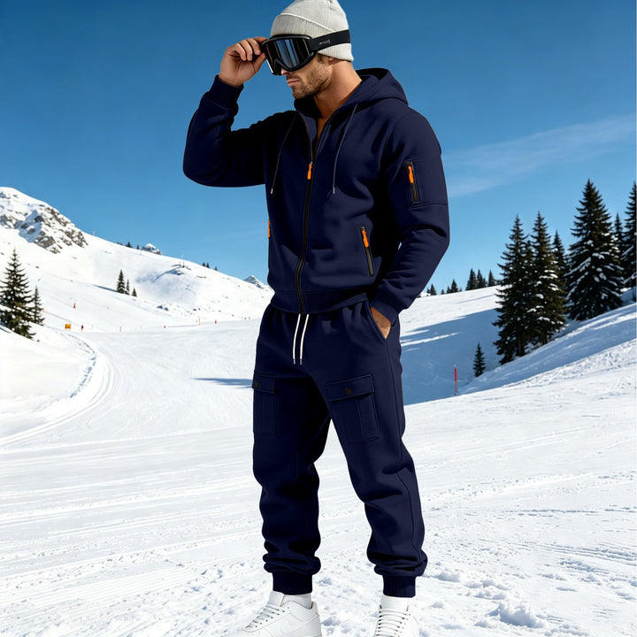 Herren Komfort-Fleece Hoodie mit Reißverschluss, Kapuze und Utility-Ärmeltasche – Cavarno