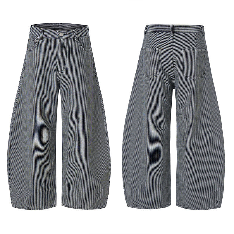 Herren Bodenlange Oversize-Hose mit extrem weitem Bein und feinem Nadelstreifen-Design Echo Archiv