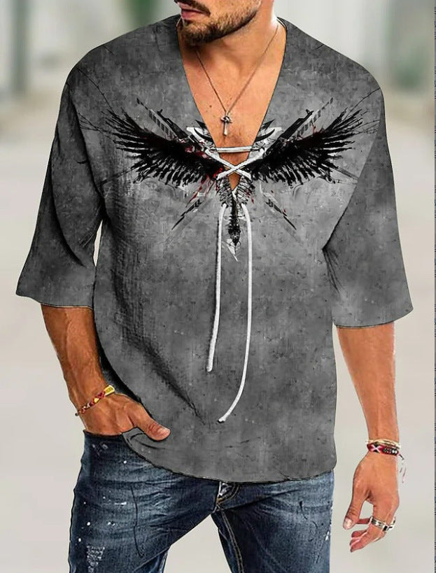 Herren grafisches Shirt mit modernem Schnürdesign Echoarchiv