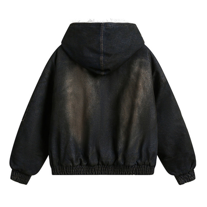 Herren Gefütterte Bomberjacke mit Teddyfutter, Kapuze und Used-Finish Echo Archiv