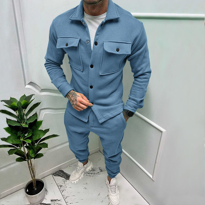 Herren Utility-Overshirt aus French-Terry mit Pattentaschen und Druckknopfverschluss Echoarchiv