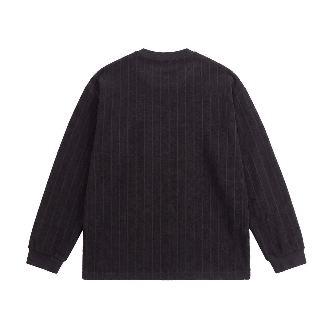 Unisex Gerippter Oversize-Pullover mit Raglanärmeln und Metalllogo Echoarchiv