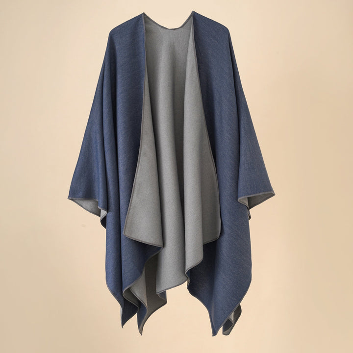 Damen Wohlfühl-Poncho Aus Weichem Wollmix mit Elegantem Schnitt Echoarchiv