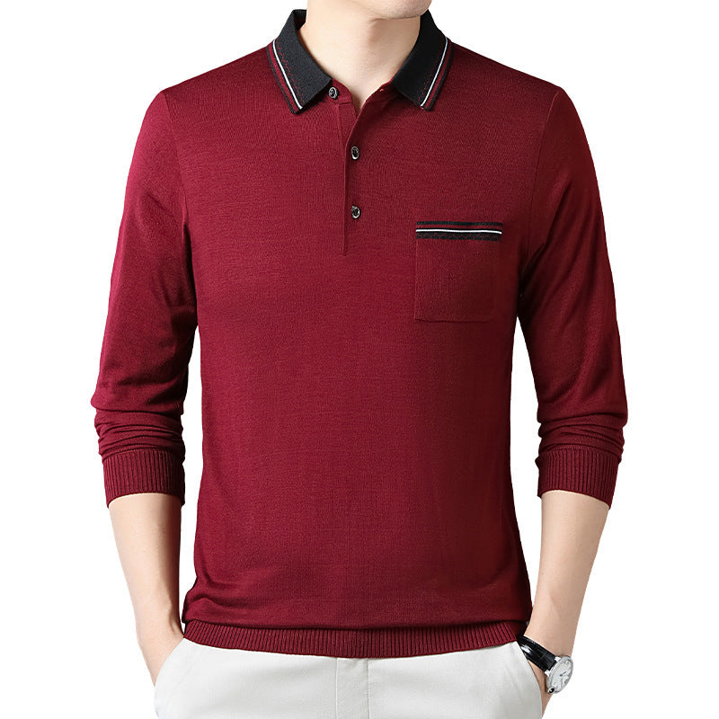 Herren Langarm Poloshirt mit modischem Kragen und praktischer Brusttasche Echoarchiv