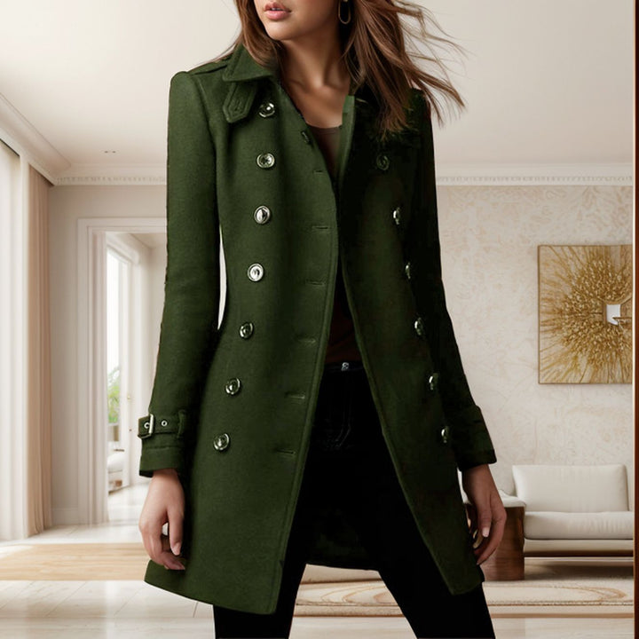 Damen stylischer Wollmantel mit doppelter Knopfleiste Echoarchiv