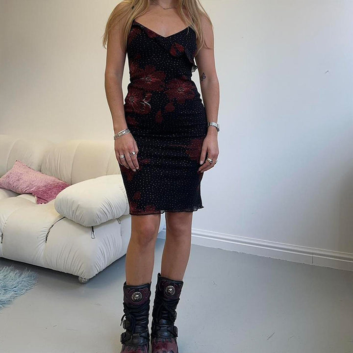 Damen figurbetontes Sommerkleid mit Rüschendetails und floralem Design Echo Archiv