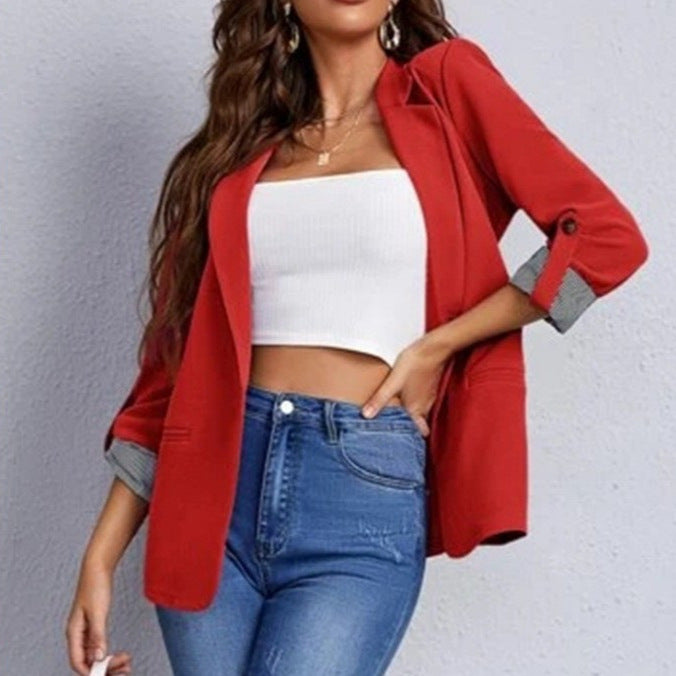 Damen nan taillierter Casual-Blazer mit umschlagärmeln und dekorativem Knopfdetail Echo Archiv