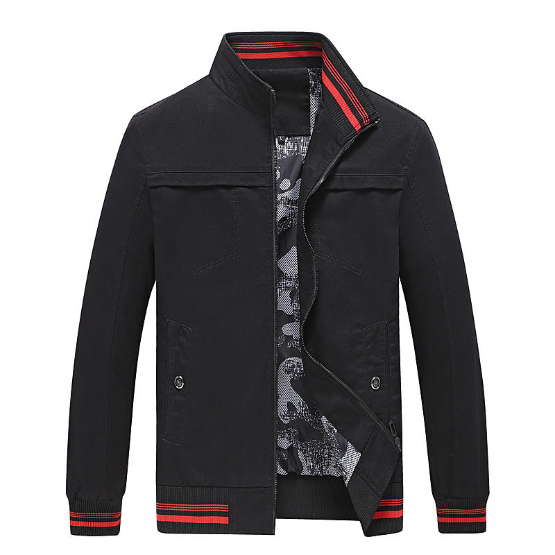 Herren Leichter Stehkragen-Blouson mit gestreiften Rippbündchen und Camouflage-Innenfutter Echo Archiv