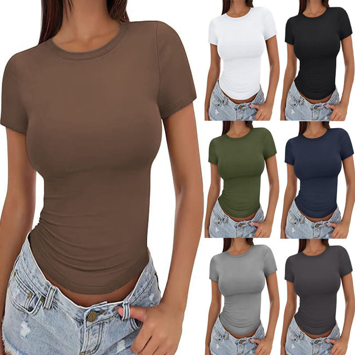 Damen figurbetontes Kurzarm-T-Shirt aus elastischem Material Echo Archiv