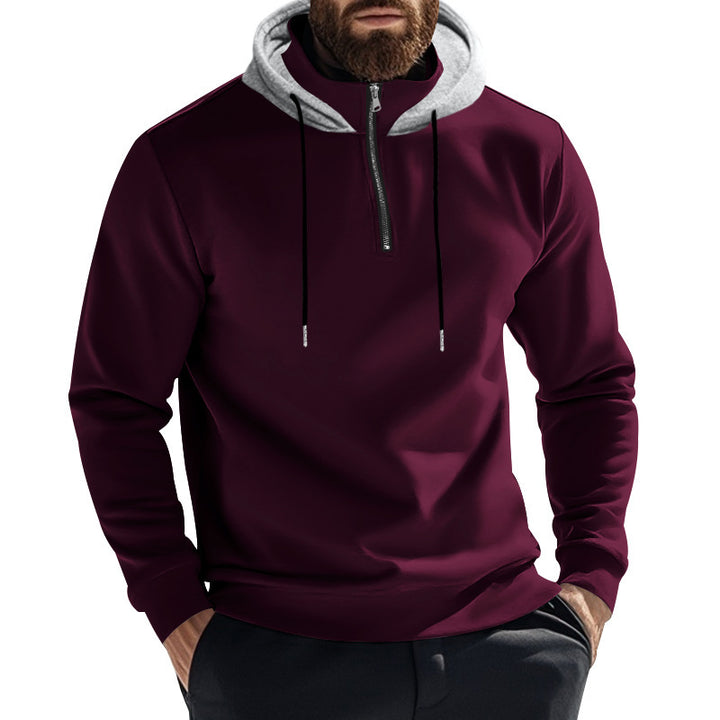 Herren sportlicher Hoodie mit halbem Reißverschluss und modernem Kapuzenaufbau Echoarchiv