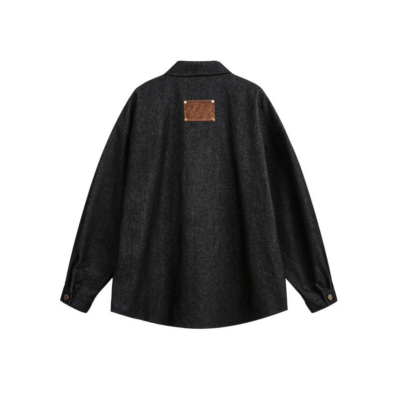 Unisex Oversize-Arbeitsoverhemd aus Tweed-Wollmix mit Brusttasche und Metallknopfleiste Echo Archiv