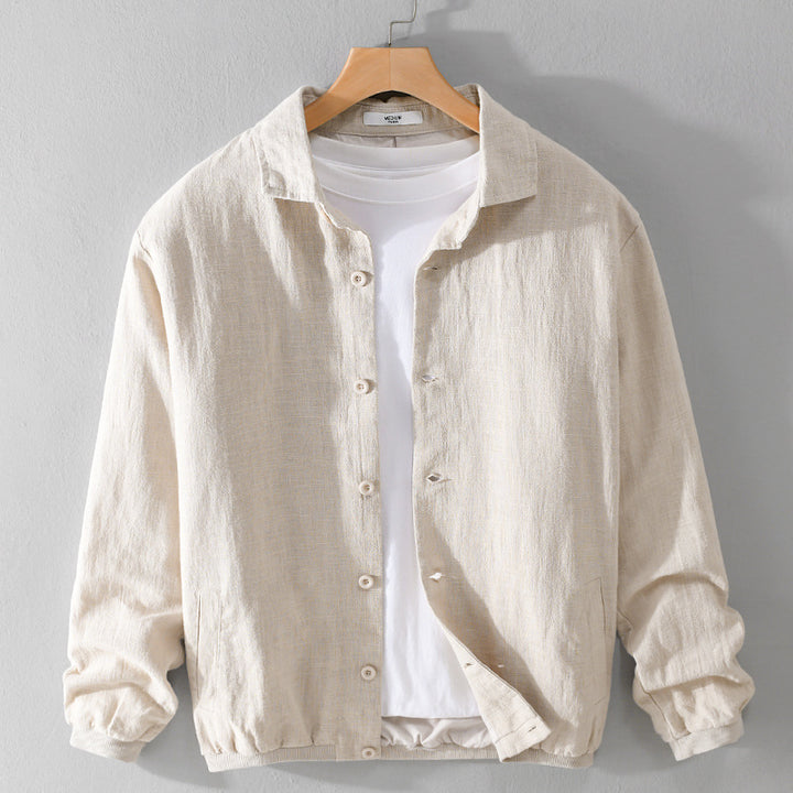Herren Leichte Leinen-Hemdjacke mit Knopfleiste und Relaxed Fit Echoarchiv