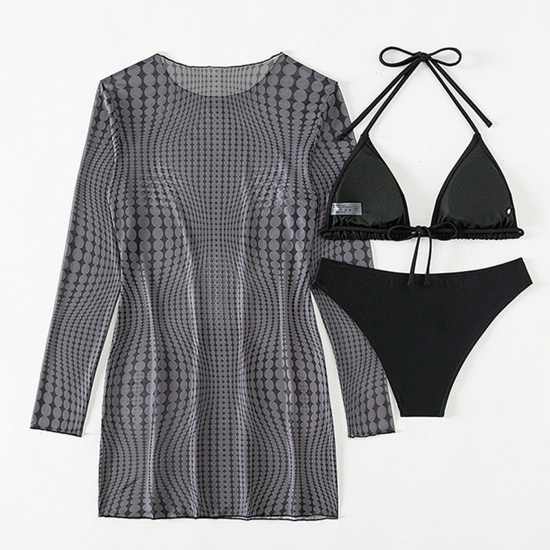 Damen Bikiniset mit transparentem Cover-Up und modischem Muster Echo Archiv