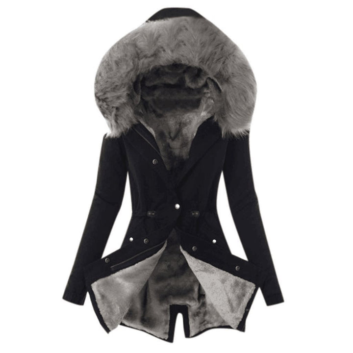 Damen Taillierter Winterparka mit kuscheligem Teddyfutter und großer Kapuze Echo Archiv