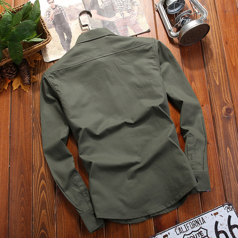 Herren Military-Hemdjacke mit Schulterklappen und Pattentaschen – Taviero