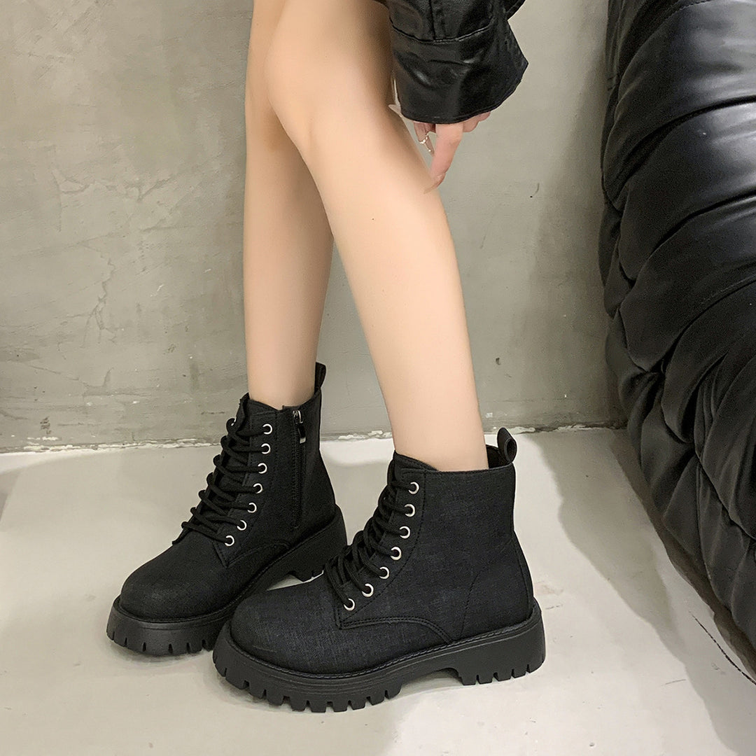 Damen nan robuste Schnür-Boots mit tiefem Profil, gepolstertem Komfortfußbett und seitlichem Reißverschluss Echo Archiv