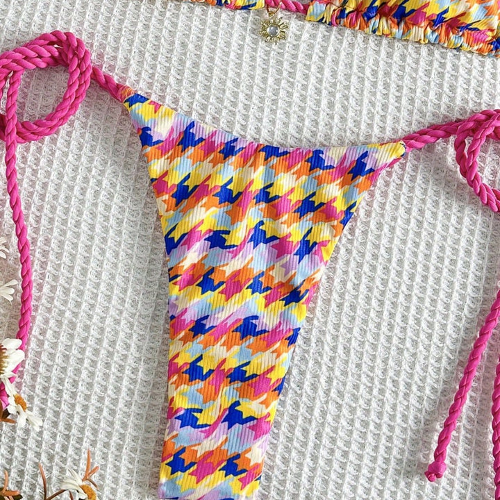 Damen Triangel-Bikini mit buntem Geometrie-Muster Echo Archiv