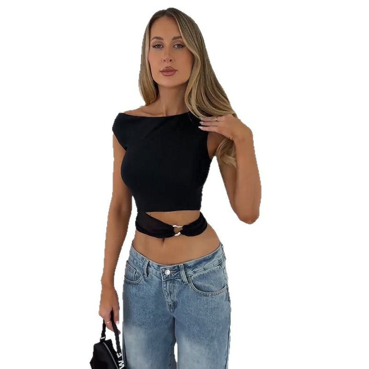 Damen Figurbetontes Crop-Top mit schickem Ringdetail Echo Archiv