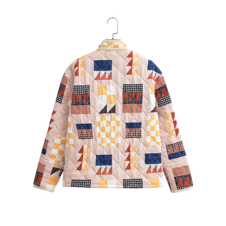 Damen nan gesteppte Patchwork-Quiltjacke mit Stehkragen und aufgesetzten Klappentaschen Echo Archiv