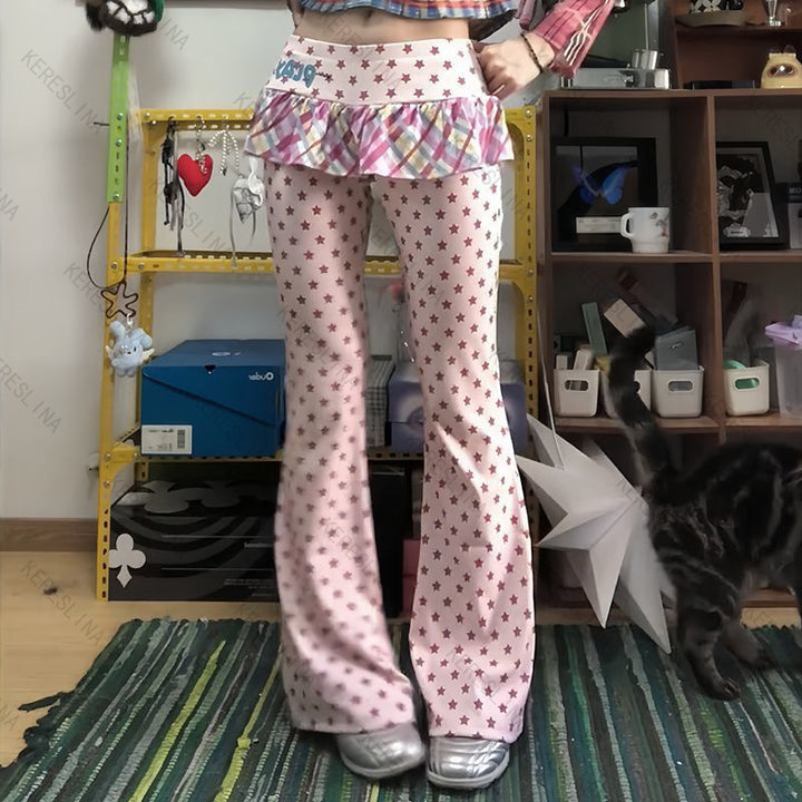 Damen Figurbetonte Flared-Hose mit Rüschendetail Echo Archiv
