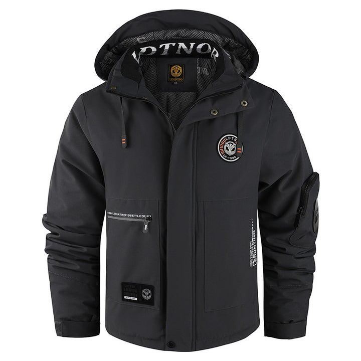 Herren nan winddichte gefütterte Fieldjacke mit Kapuze und multifunktionalen Reißverschlusstaschen Echo Archiv