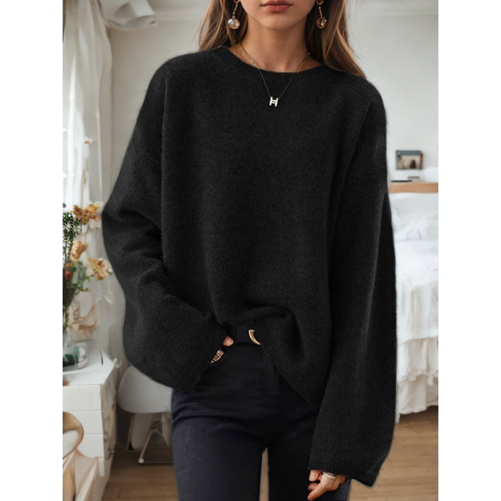 Damen nan lässiger Oversize-Strickpullover mit Rundhalsausschnitt und überschnittener Schulterpartie Echo Archiv