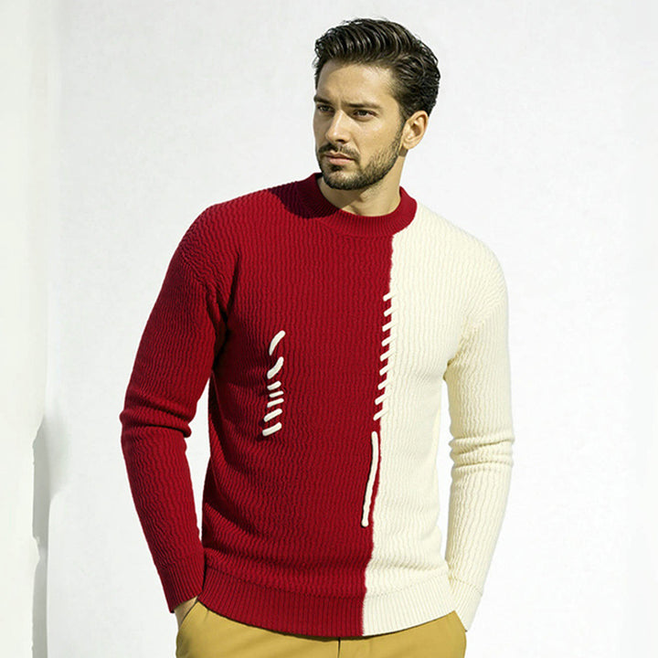 Herren Strickpullover mit modernem Struktur-Design und kontrastierenden Mustern Echoarchiv