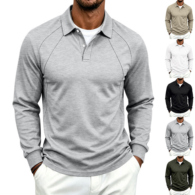 Herren Polo-Sweatshirt mit Raglanärmeln, Halbknopfleiste und Rippbündchen Echoarchiv