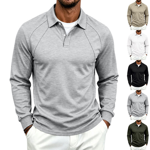 Herren Polo-Sweatshirt mit Raglanärmeln, Halbknopfleiste und Rippbündchen Echoarchiv