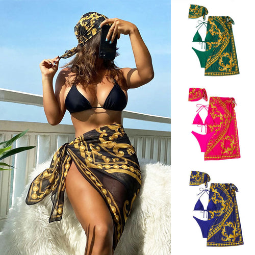 Damen Bikini-Set mit eleganten Verzierungen und modischem Wickeltuch Echo Archiv
