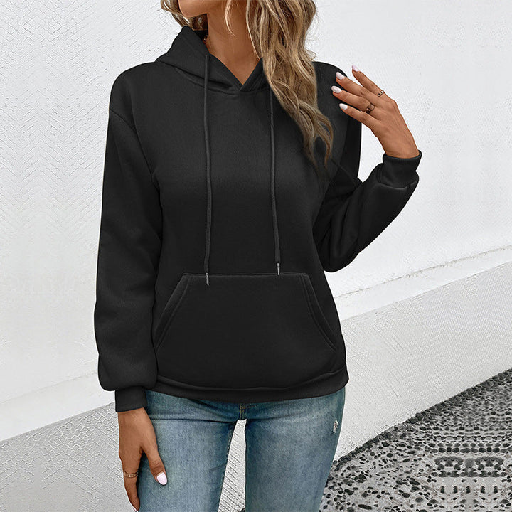 Damen Klassischer Kapuzenpullover mit Kängurutasche und schmaler Bündchenpassform Echoarchiv