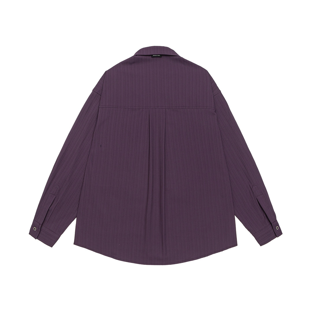 Unisex Oversize-Hemd mit feiner Rippenstruktur, Brusttasche und Kentkragen Echoarchiv
