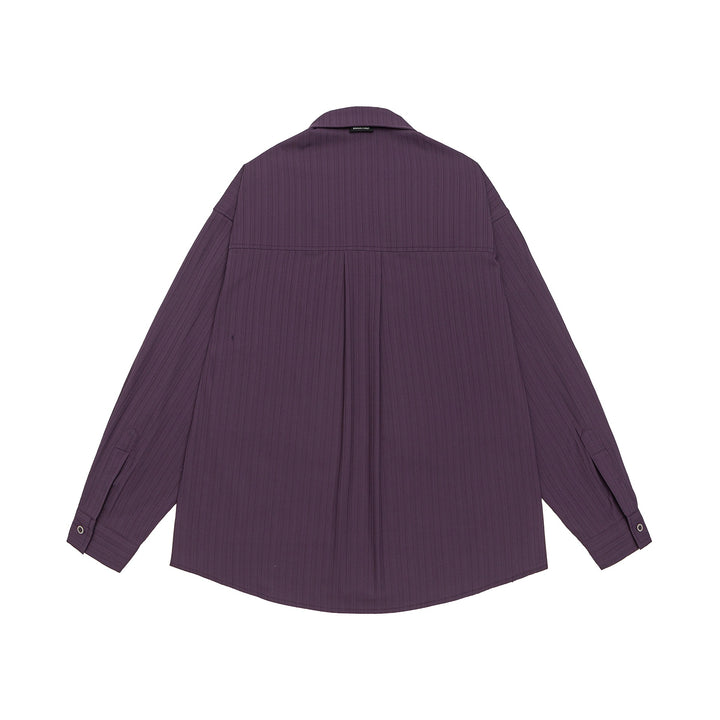 Unisex Oversize-Hemd mit feiner Rippenstruktur, Brusttasche und Kentkragen Echoarchiv