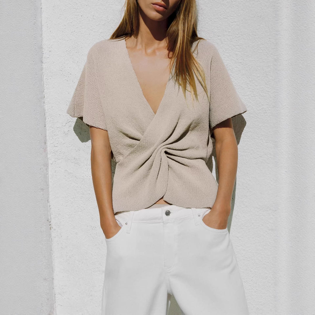 Damen luftiges Wickeloberteil mit eleganter Drapierung Echo Archiv