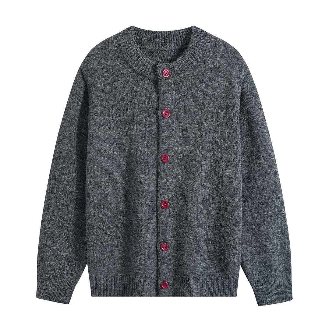Damen Oversize-Strickjacke mit Rundhalsausschnitt, Rippsaum & Kontrastknöpfen Echoarchiv