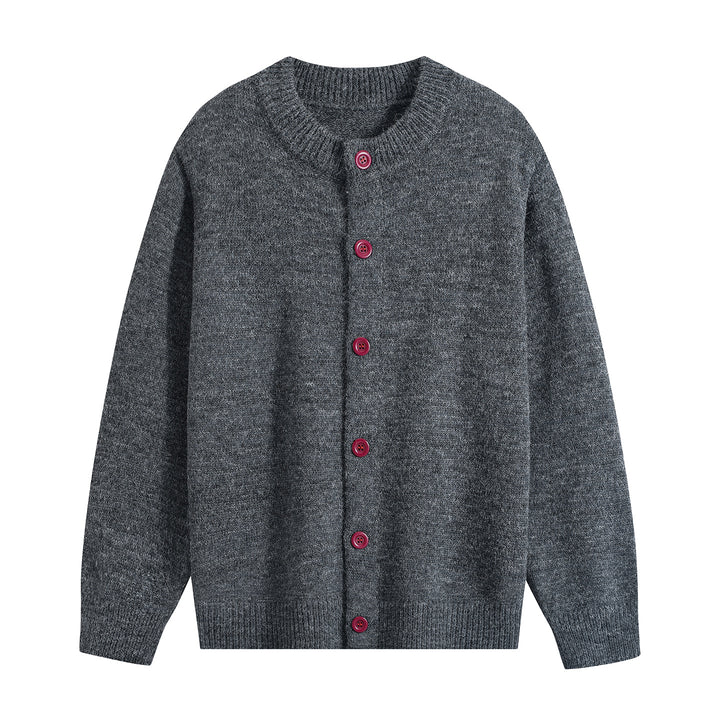 Damen Oversize-Strickjacke mit Rundhalsausschnitt, Rippsaum & Kontrastknöpfen Echoarchiv