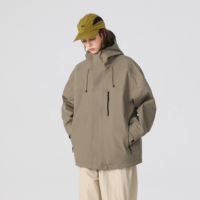 Herren Technische Regen- und Softshell-Jacke mit verstellbarer Kapuze und Brustreißverschluss Echo Archiv