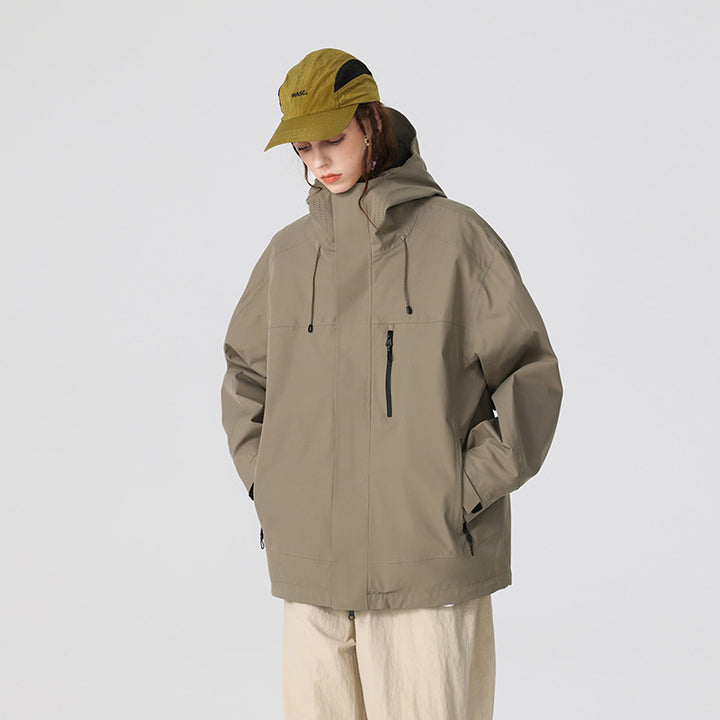 Herren Technische Regen- und Softshell-Jacke mit verstellbarer Kapuze und Brustreißverschluss Echo Archiv